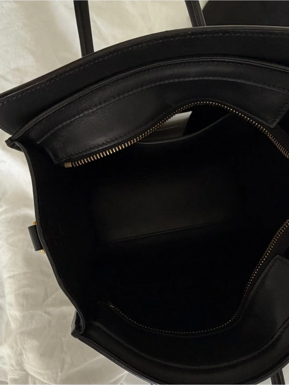 Celine Black Leather Mini Luggage Satchel with Gold Hardware